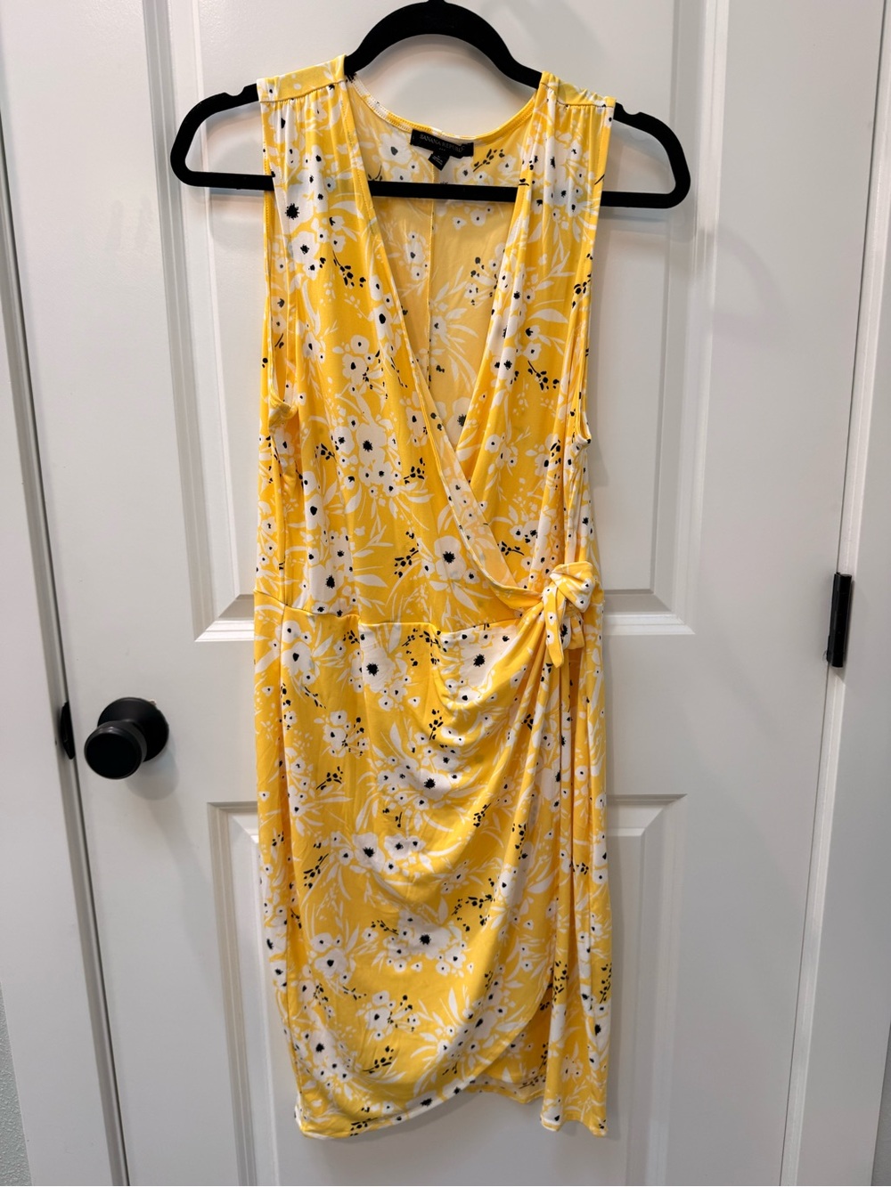 Banana Republic Yellow Floral Wrap-Style Midi Dress